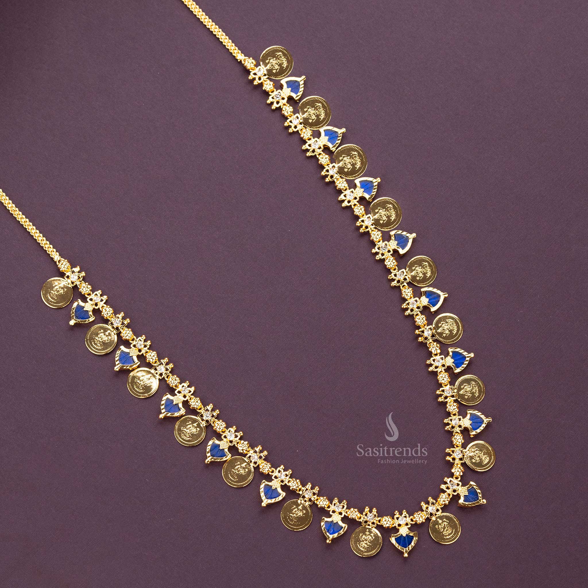 Blue Palakka mala with white stones, micro gold plated Kerala jewellery