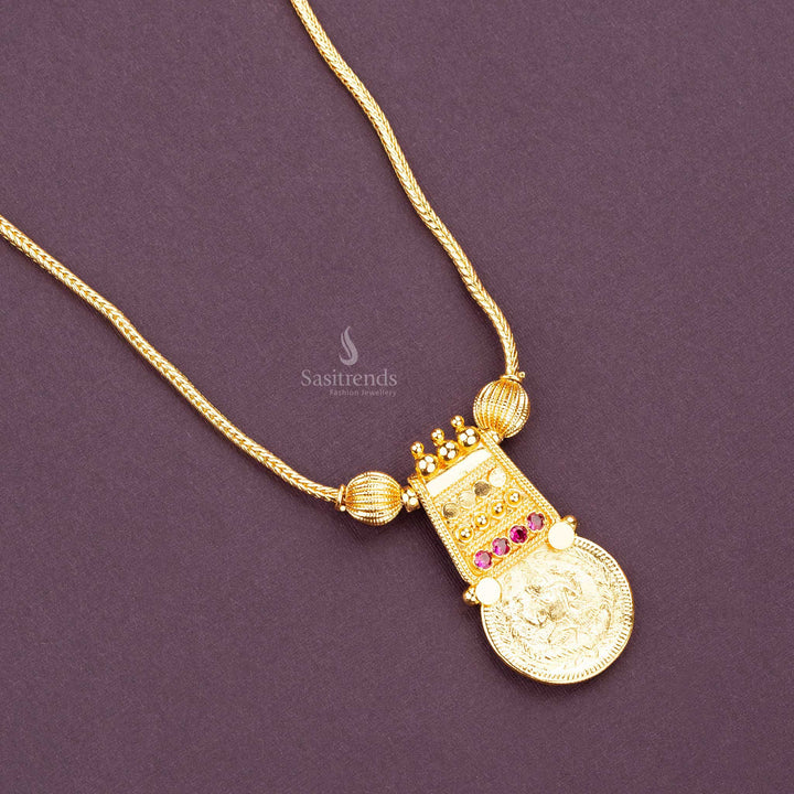  Traditional Lakshmi big coin pendant necklace with adjustable chain sasitrends