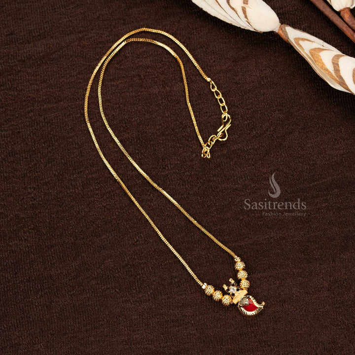 Mango shaped red stone necklace for special occasions - Sasitrends