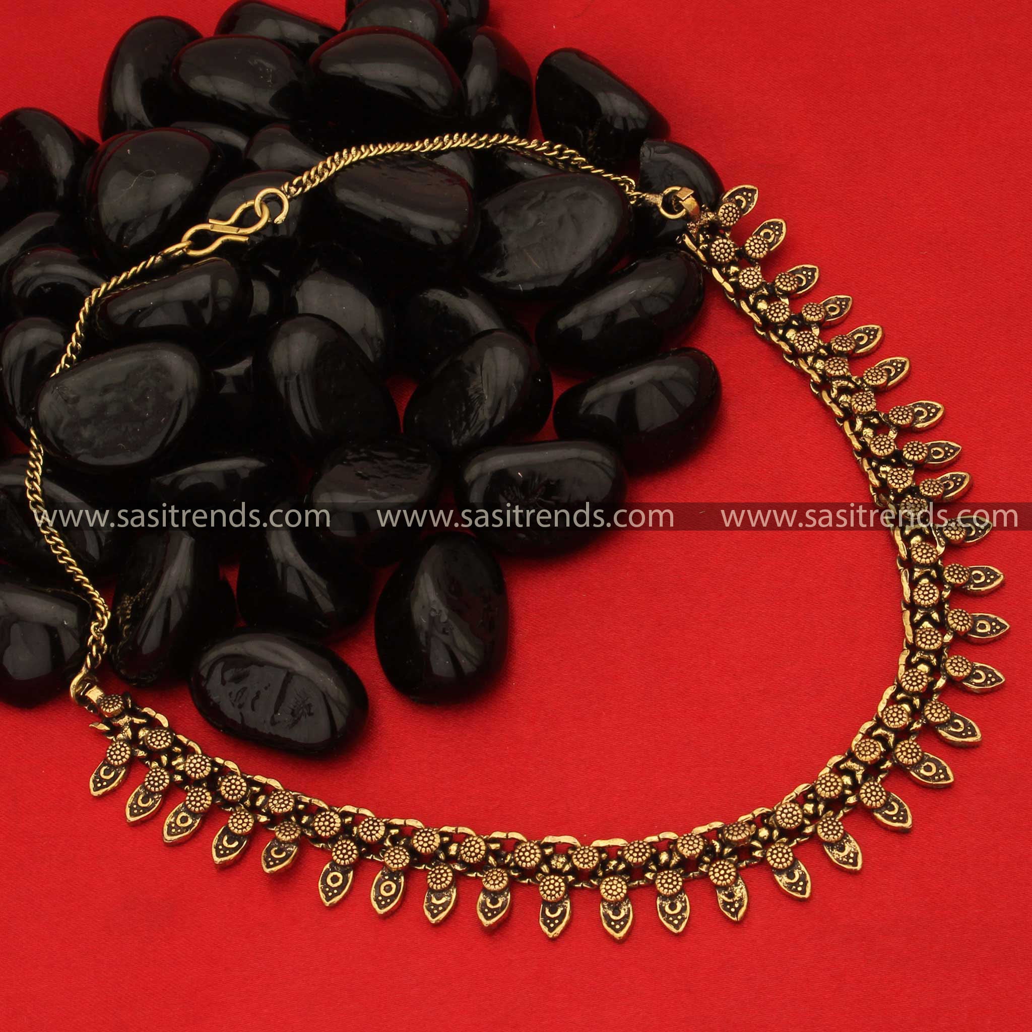 Traditional Oxidised Antique Gold Necklace Navaratri Sasitrends Online Shopping