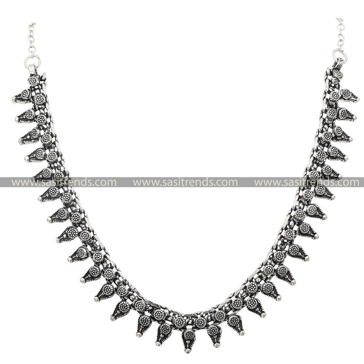 Traditional Oxidised Silver Necklace Navartri Special Sasitrends Online