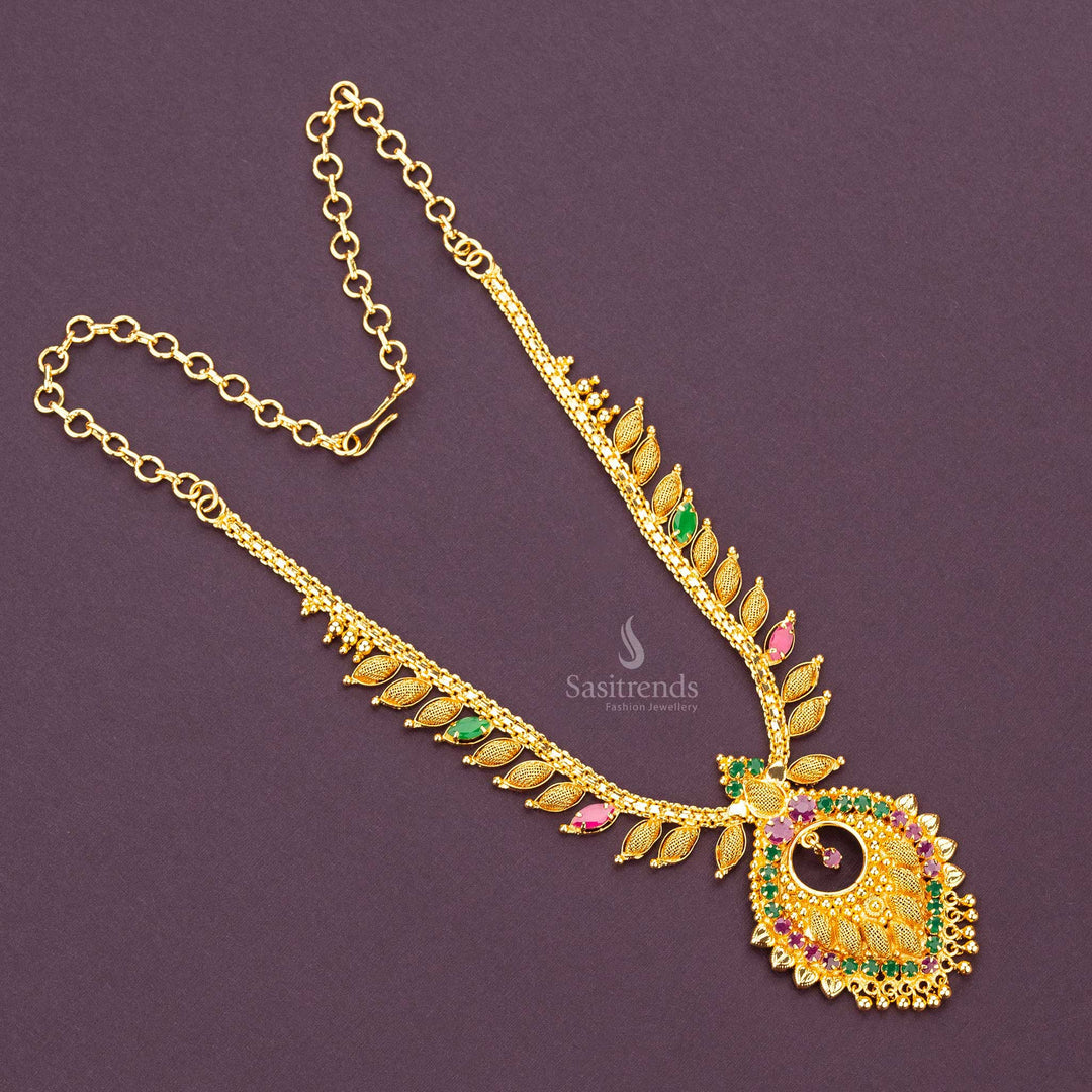 Traditional Wear Guaranteed Micro Gold Plated Ruby Green Pendant Sasitrends