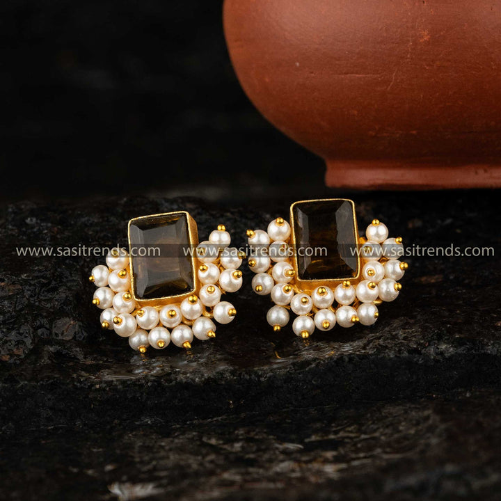 Trendy Brown Gold Plated Earrings Sasitrends Online Shopping