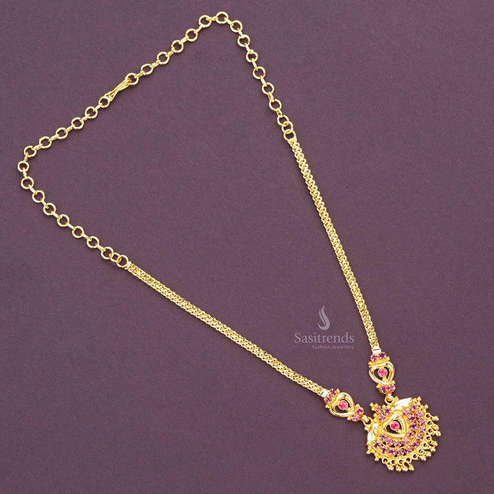 Traditional One Gram Micro Gold Plated AD Stone Necklace  - Sasitrends