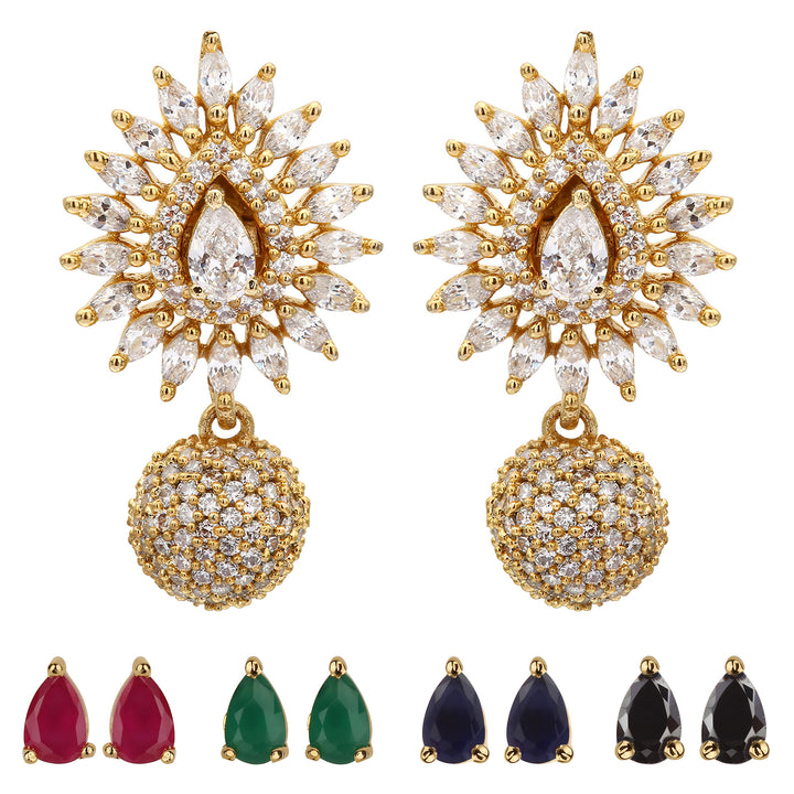 American Diamond Stones Studded Changeable Earrings - Sasitrends