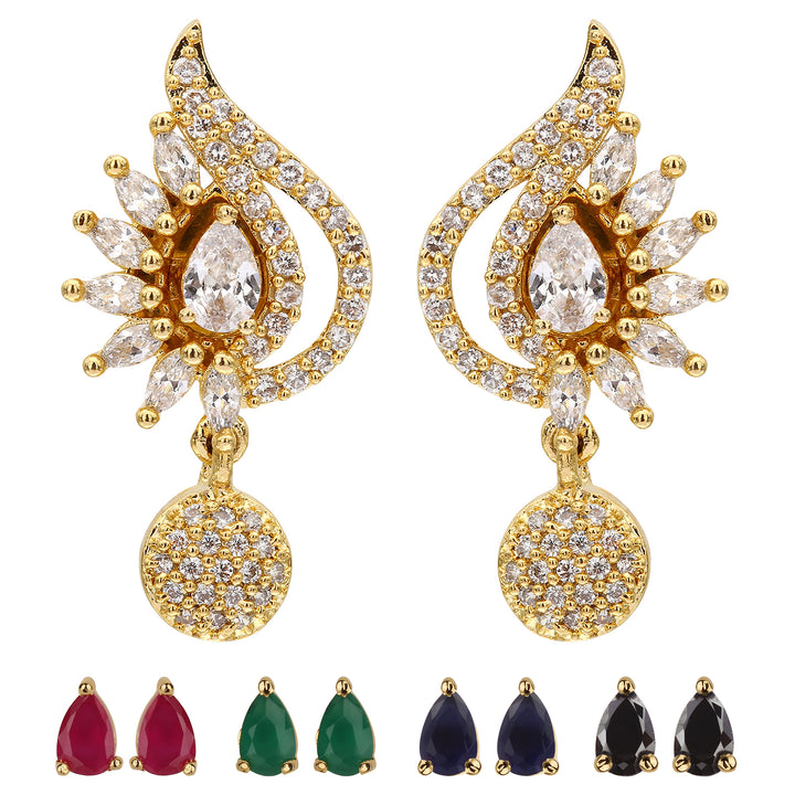 Latest AD Stone Stud Gold Plated Earrings Online - Sasitrends