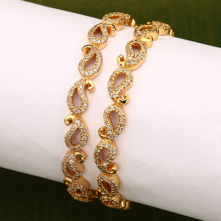 Mango Design One Year Guaranteed Micro Gold Plated American Diamond Bangles - Sasitrends