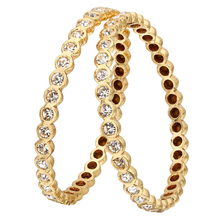 Exquisite Traditional Wear Micro Gold Plated Addigai Stone Bangles for Women