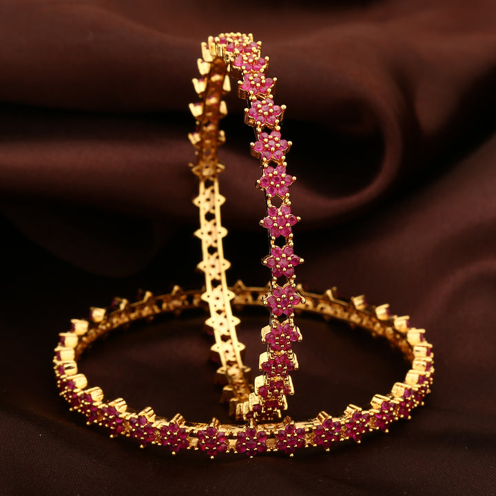 Exclusive Micro Gold Plated American Diamond Stone Bangles - Sasitrends