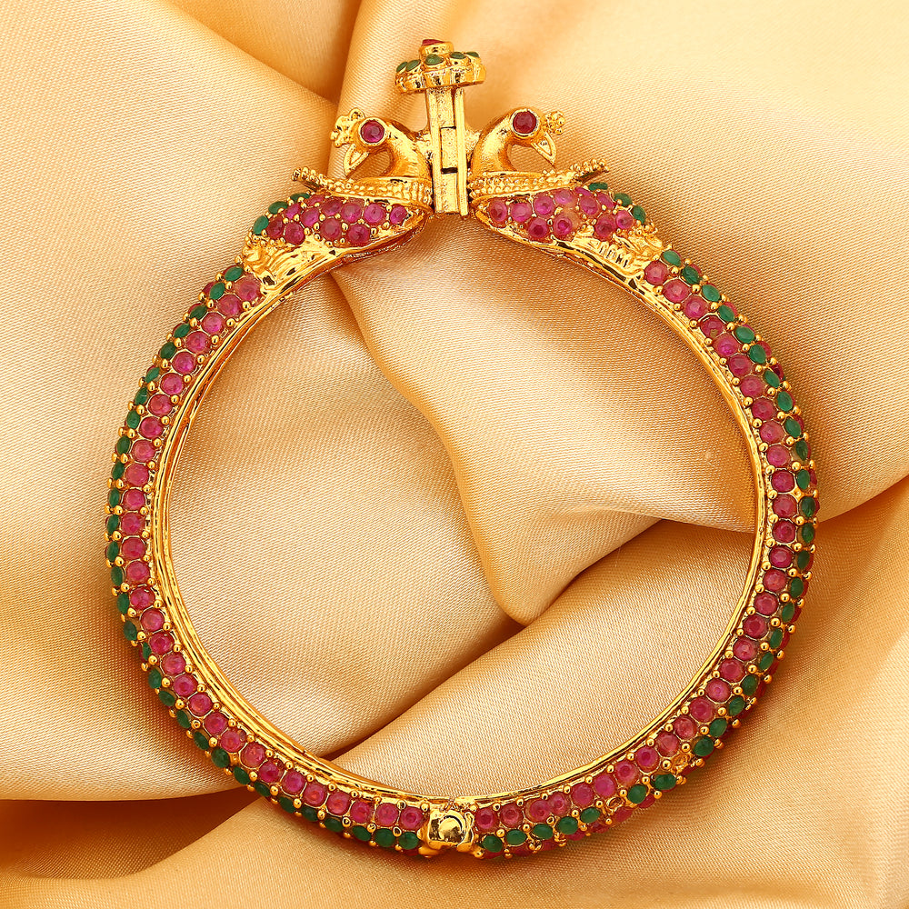 Trendy Temple Gold Plated Peacock Kada Bangles Online - Sasitrends - Sasitrends