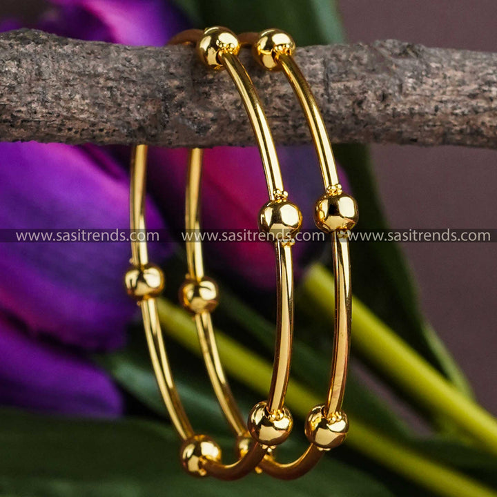 Exquisite Kappu Bangles Pair | Traditional Brass with 1 Gram Micro Gold Plating | Sasitrends