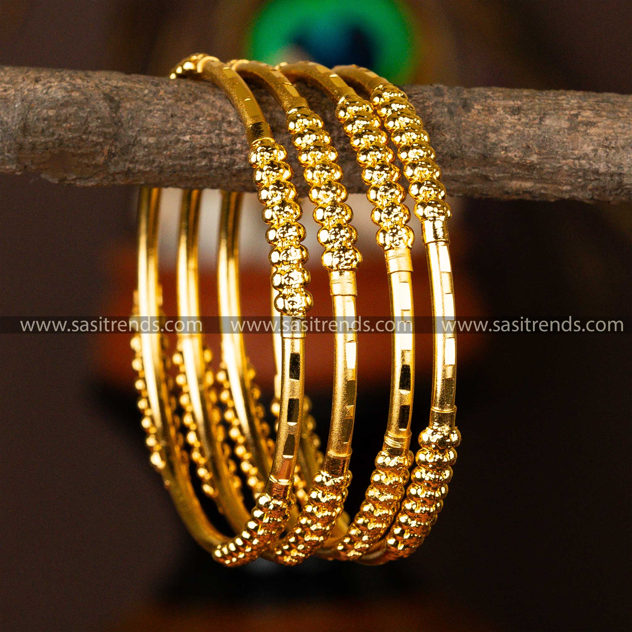 Traditional Micro Gold Plated Plain Set Of Bangles