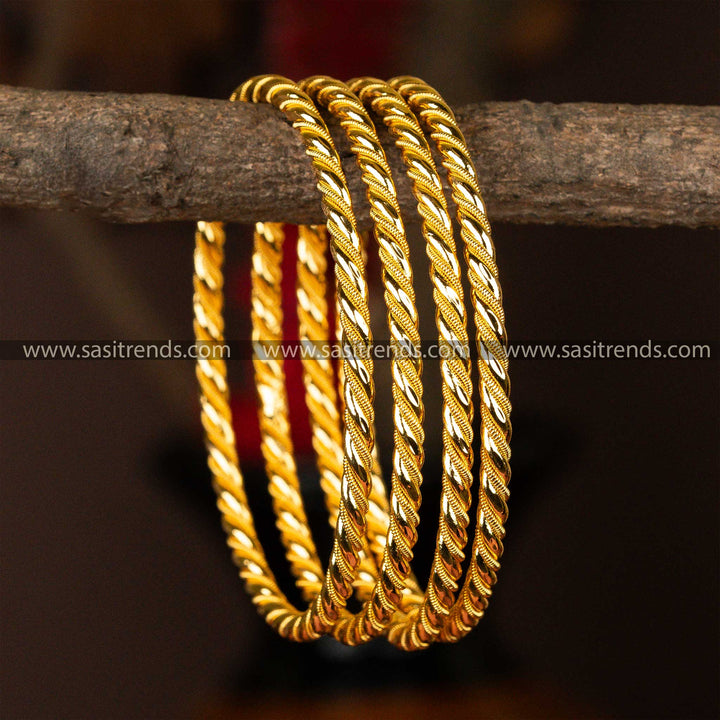 Sasitrends - Buy Spiral Elegance Kada Micro Gold Plated Bangles Set