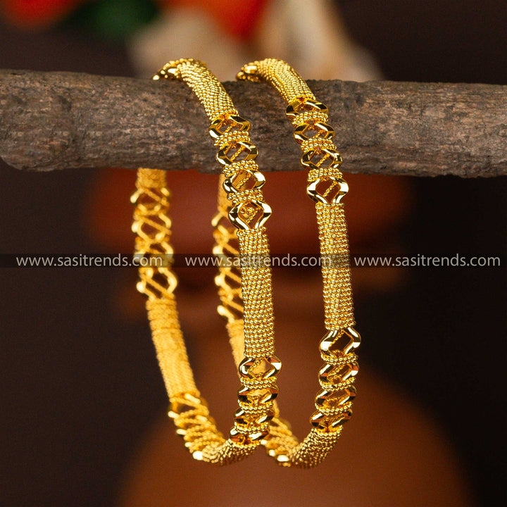 Buy Textured Gleam Micro Gold Plated Attractive Bangles - Sasitrends