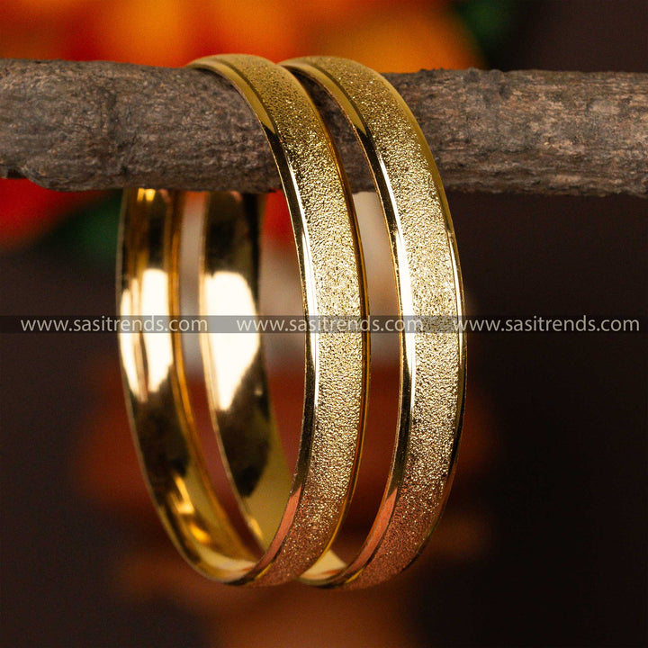 Frosted Elegance Micro Gold Plated Traditional Bangles - Attractive Collection