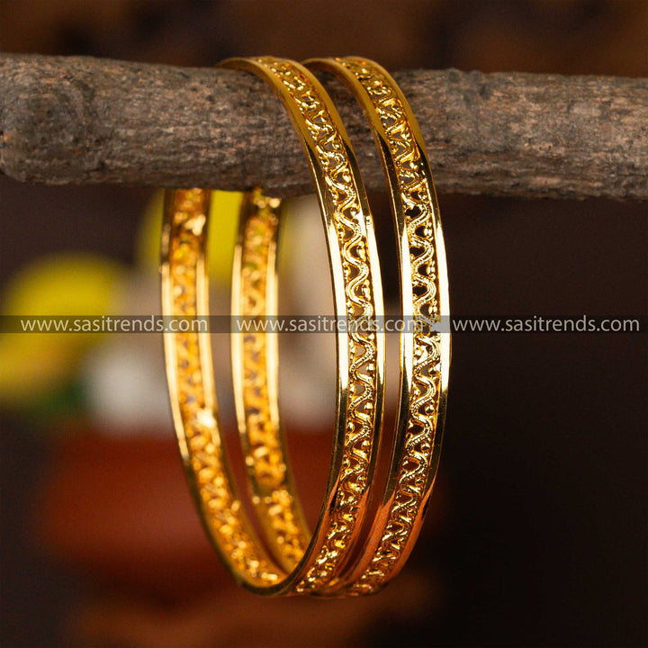 Buy Latest Ornate Filigree Micro Gold Plated Traditional Bangles | Sasitrends