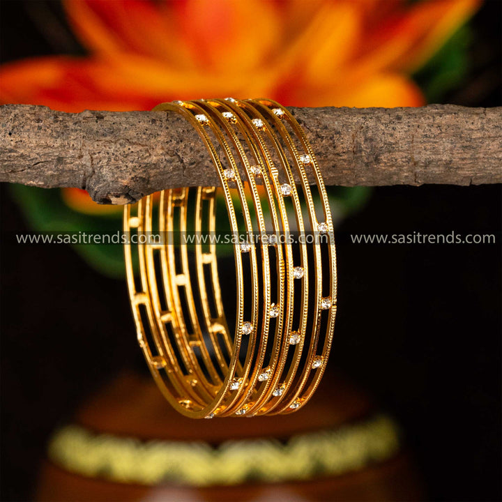 Sasitrends | Exquisite Micro Gold Plated Para Stones Set of 4 Bangles