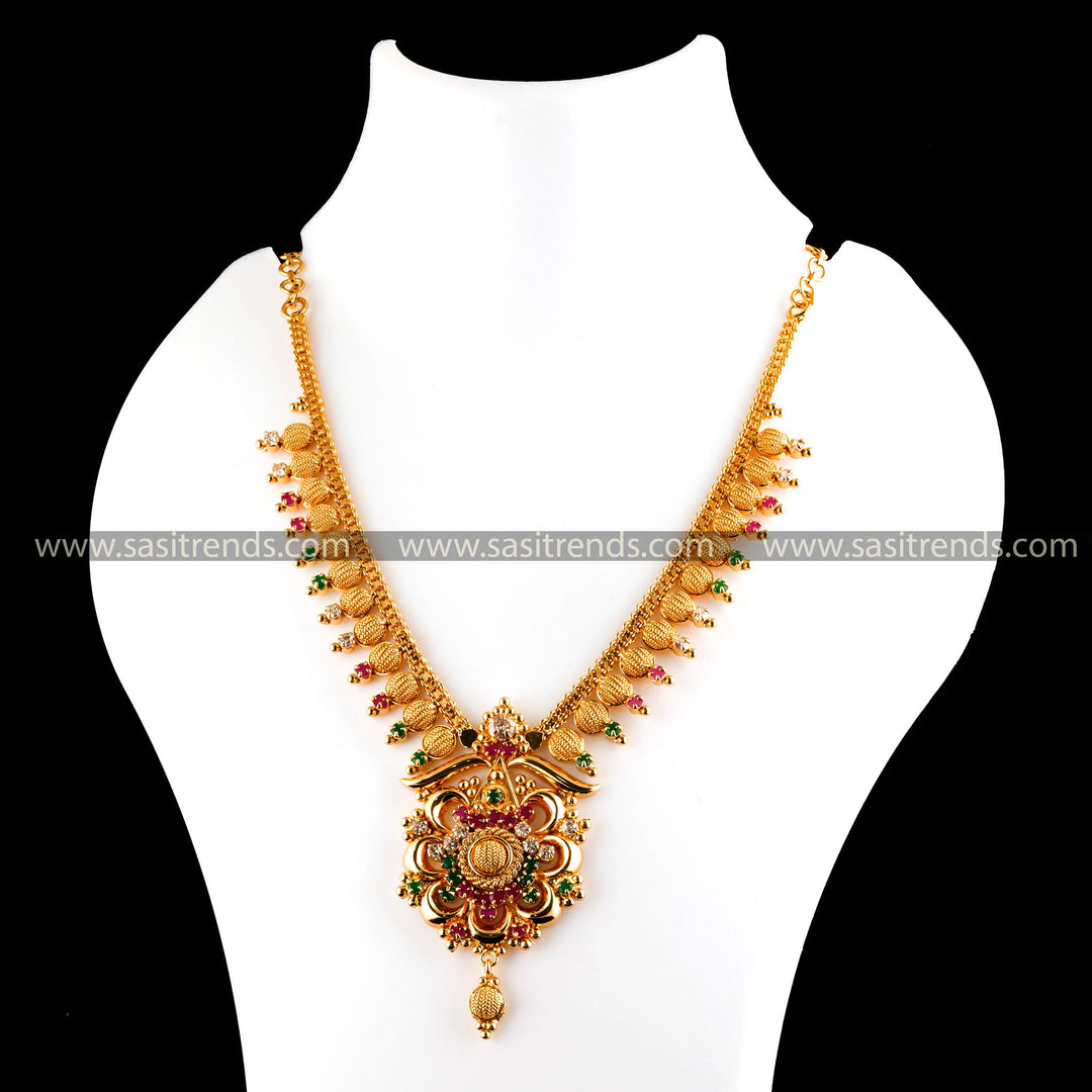 Elegant Flower Pendant Necklace Set -one gram gold-Perfect for Traditional Occasions