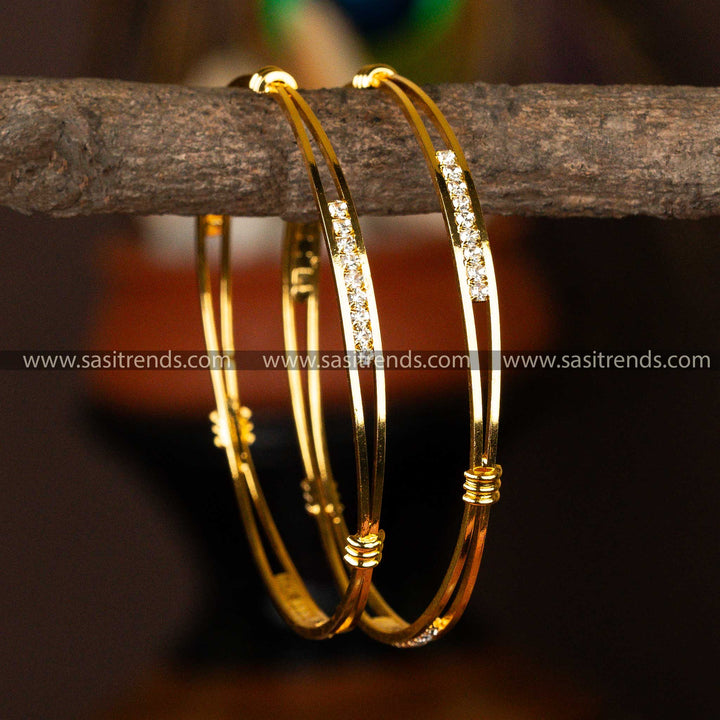 One Gram Micro Gold Plated Attractive White Stone Bangles Sasitrends Online Shopping