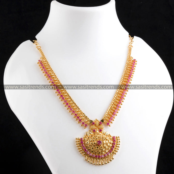 Sasitrends Luxurious Tilak Design Micro Gold-Plated Necklace & Jewellery Set with AD Stones