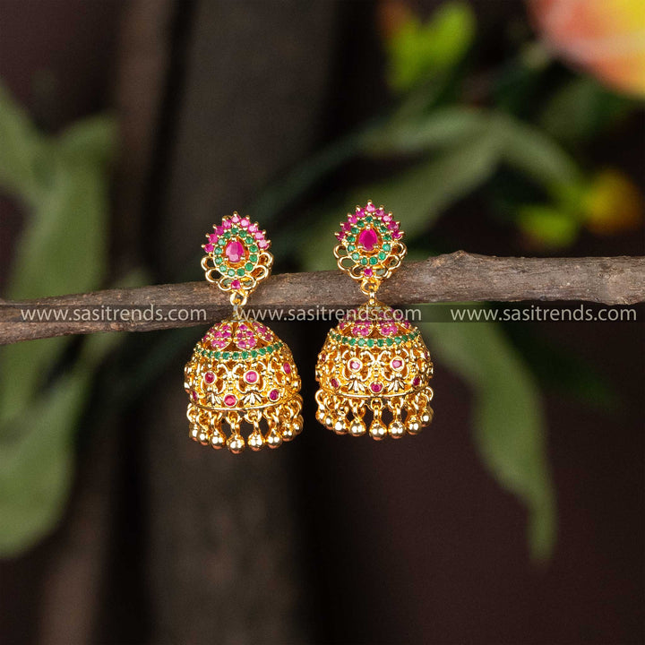 Stunning Micro Gold Plated Traditional Jhumka Earrings - Perfect For All Festivel