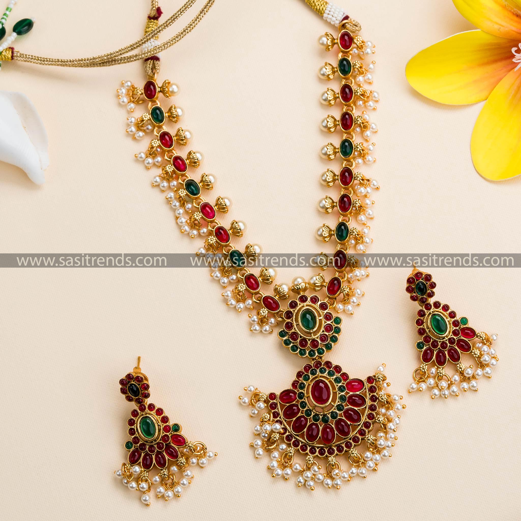 Elegant Indian Necklace with Micro Gold Plating AD Stone - Perfect for Traditional Outfits 