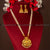 Classic Matt Gold Plated Three Line Pearl Mala Lakshmi Pendent Jewellery Set
