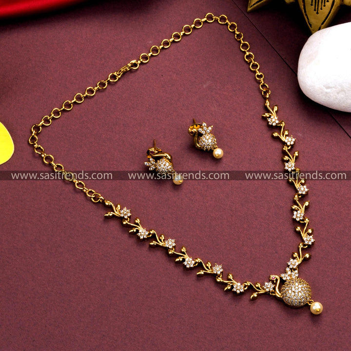 Premium Matte Gold Plated Ethereal Peacock Feather AD Stones Jewellery Set