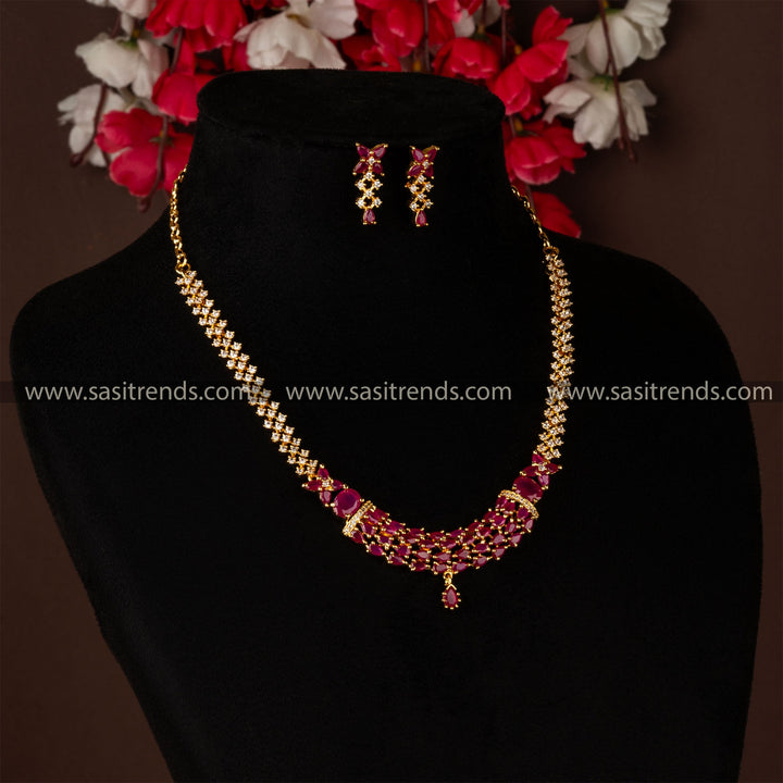 Traditional Elegant Micro Gold Plated Temple Wear Jewellery Set