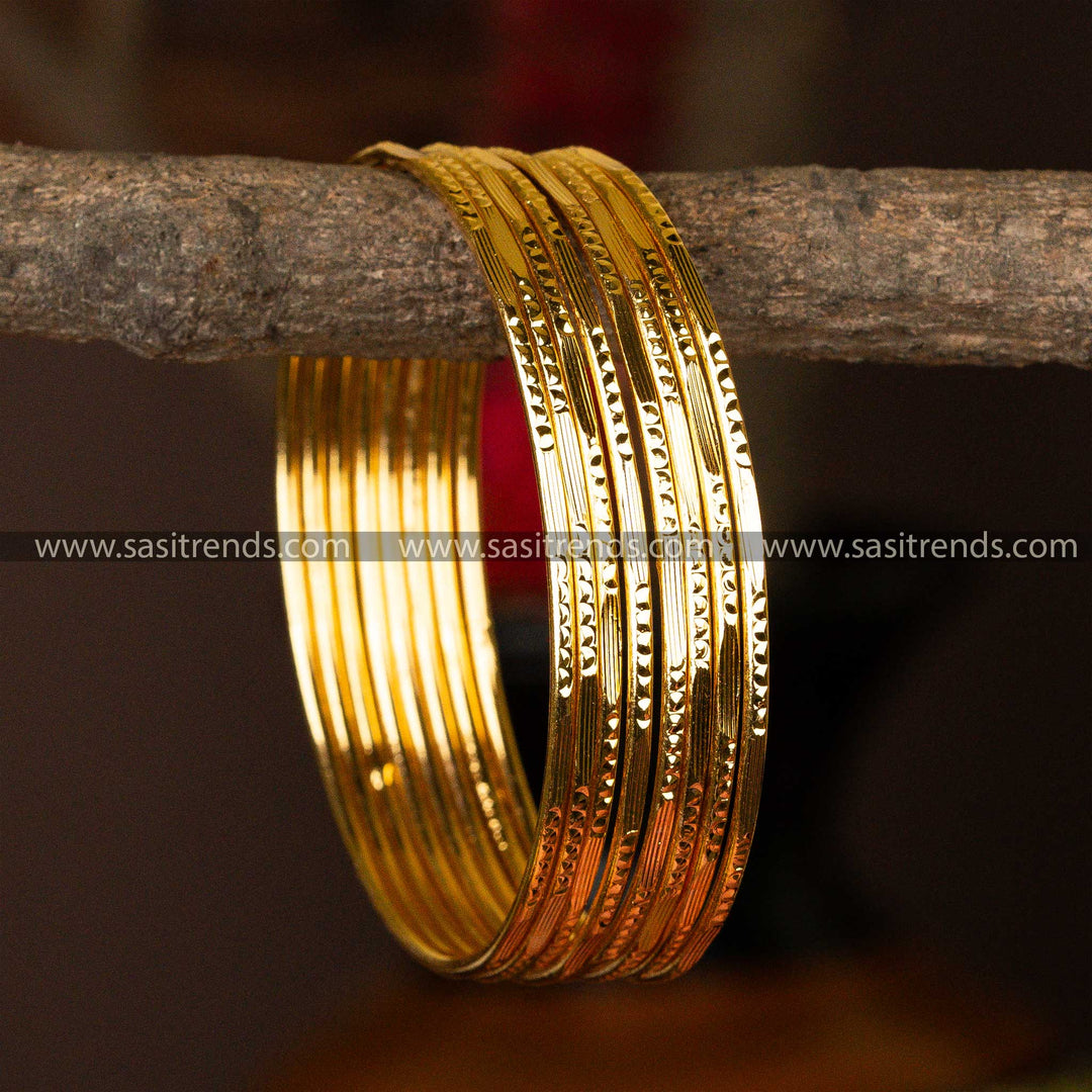 Traditional Wear Micro Gold Plated Plain Bangles Sasitrends Online Shopping