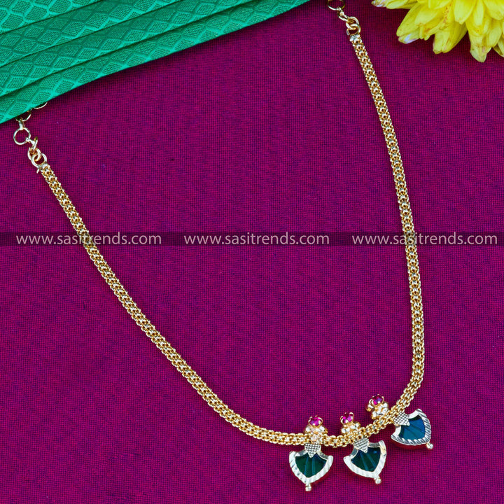 Elegant Kerala Traditional 3 Petals Palakka Necklace - Micro Gold Plated | Sasitrends