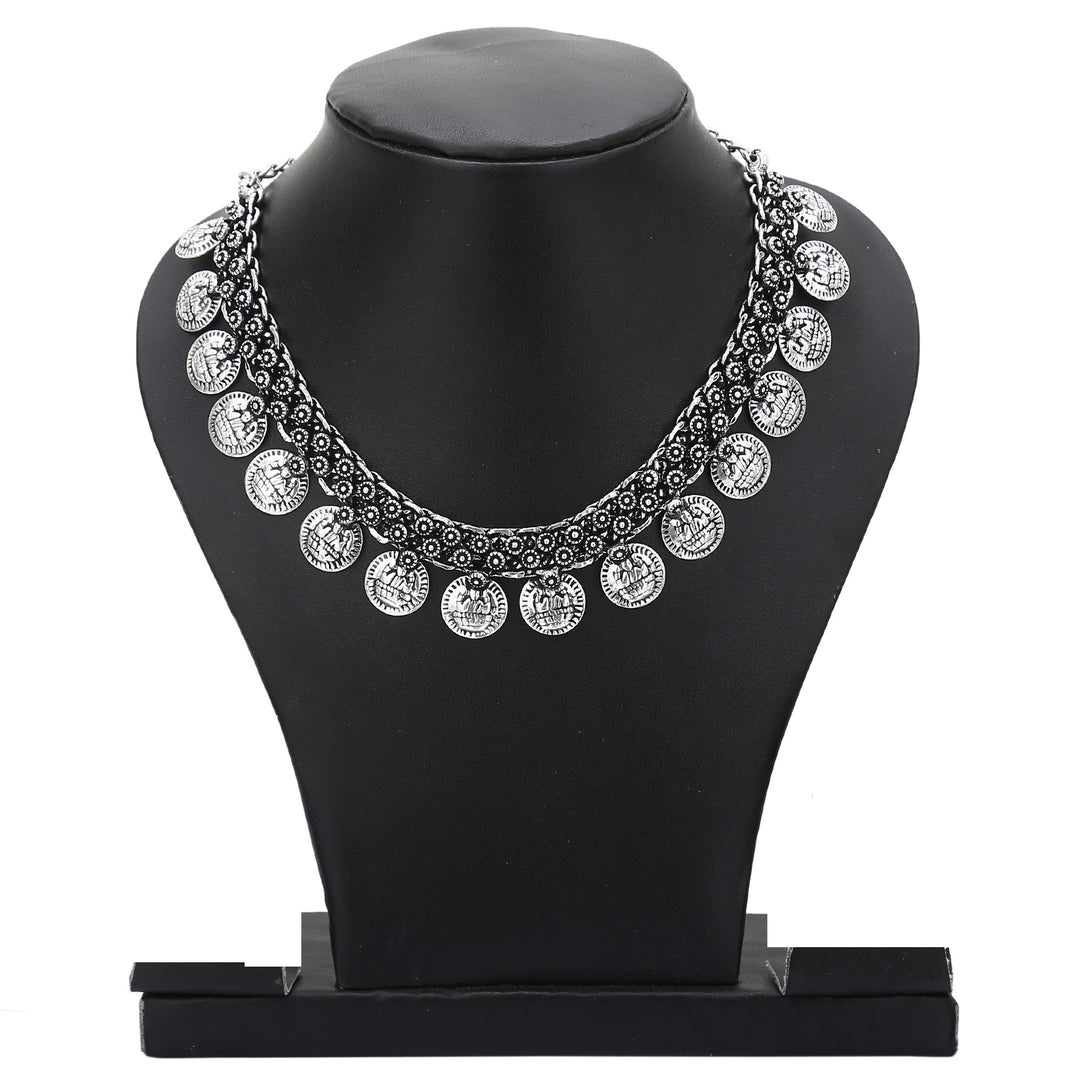 Sasitrends Latest Oxidised Lakshmi Coin Necklace for Women and Girls 