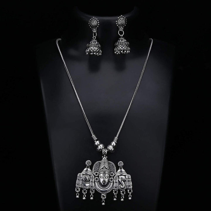 Online Traditional Oxidised German Silver Pendant Jewellery Set - Sasitrends