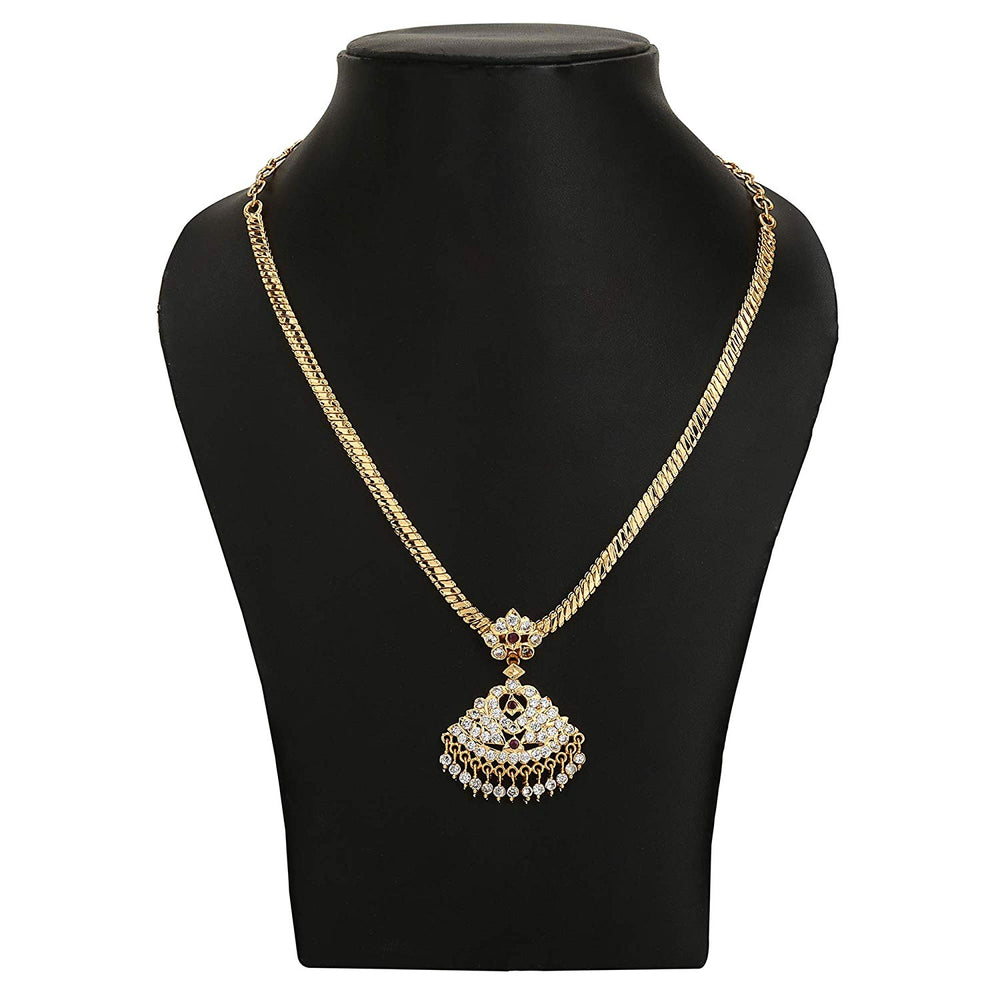 Micro gold plated addigai pendant necklace with stones – Traditional wear online shopping