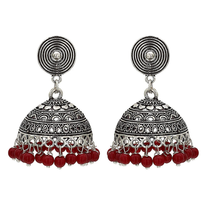 Latest Oxidised Silver Jhumka Earrings Online - Sasitrends