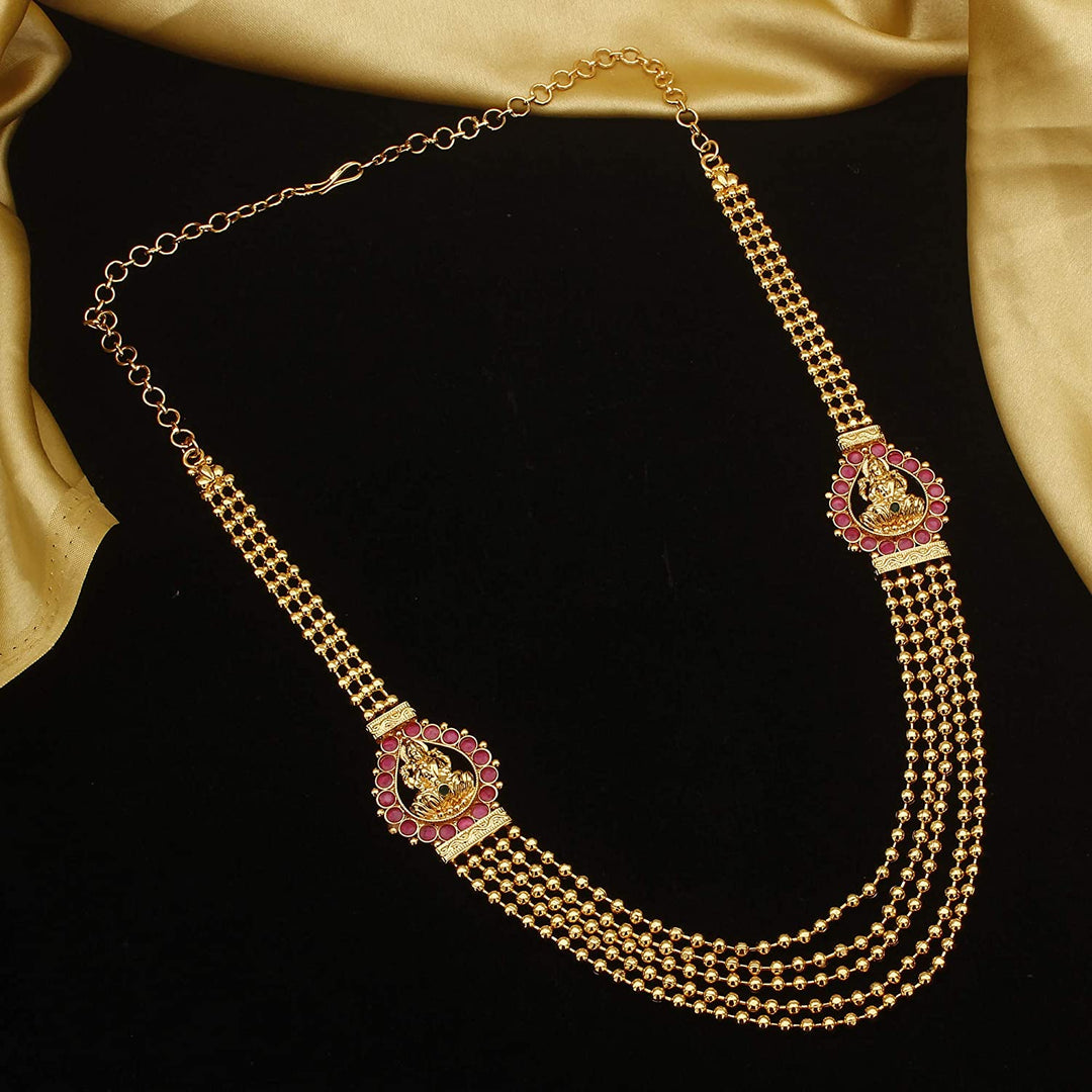 Micro Gold Plated Lakshmi Mugappu Necklace - Divine Festive Elegance