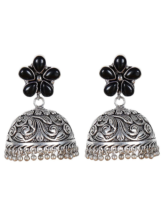 Latest Oxidised Silver Indian Jhumka Earrings - Sasitrends