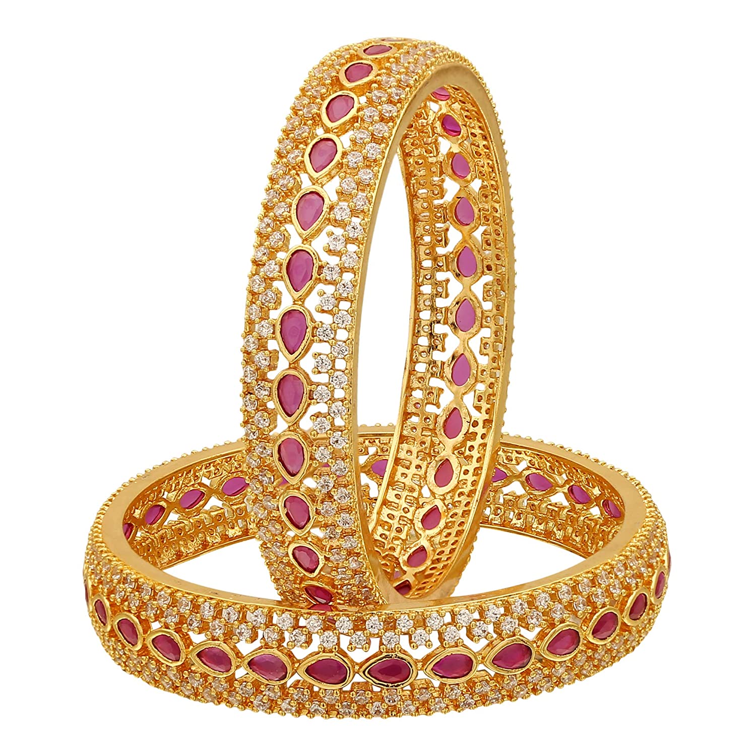 Premium Micro Gold Plated Bangles - American Diamond Detailing