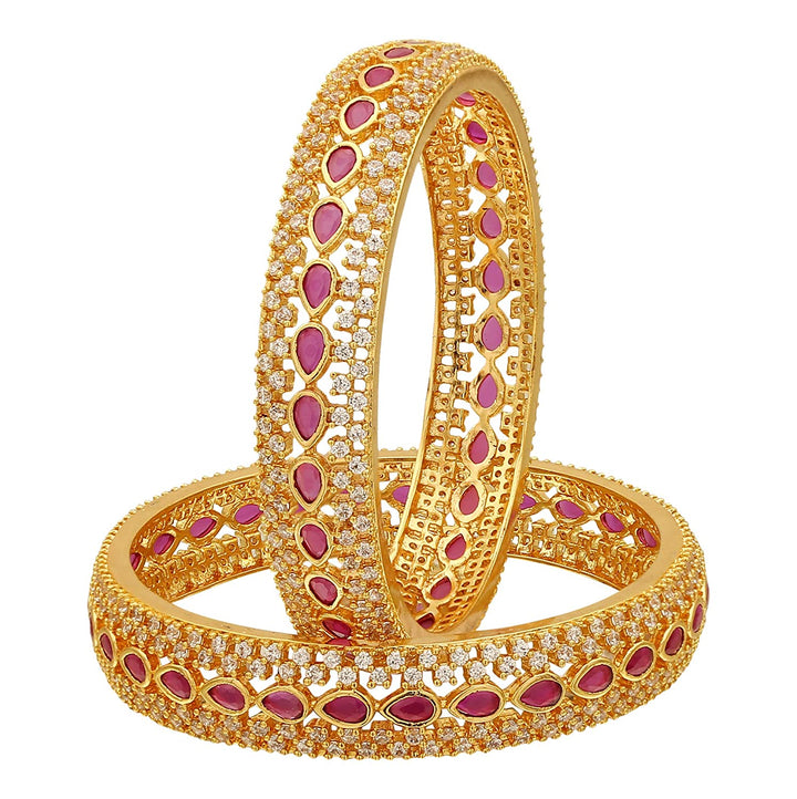 Premium Micro Gold Plated Bangles - American Diamond Detailing