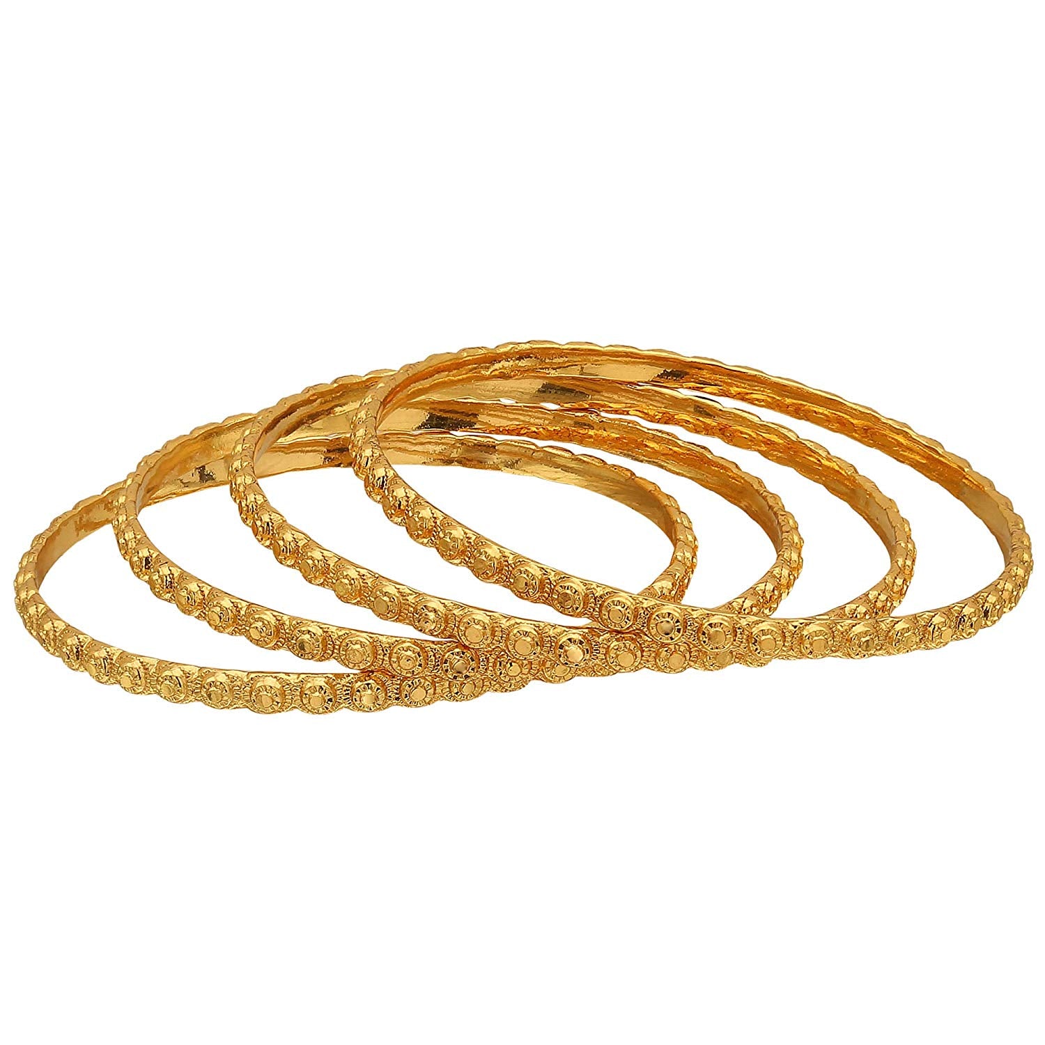 Elegant Set of 4 Thin Bangles with Micro Gold Finish - Trendy Jewelry for Women | Sasitrends - Sasitrends