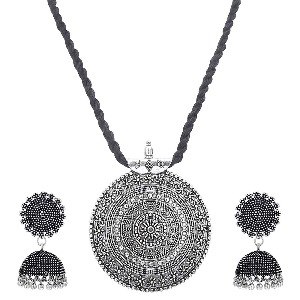 Silver Thread Necklace Jewellery Set