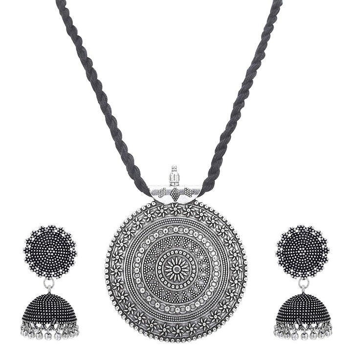 Silver Thread Necklace Jewellery Set