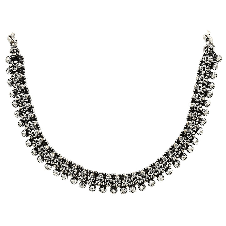 Latest Oxidised Silver Fancy Short Necklace Online - Sasitrends