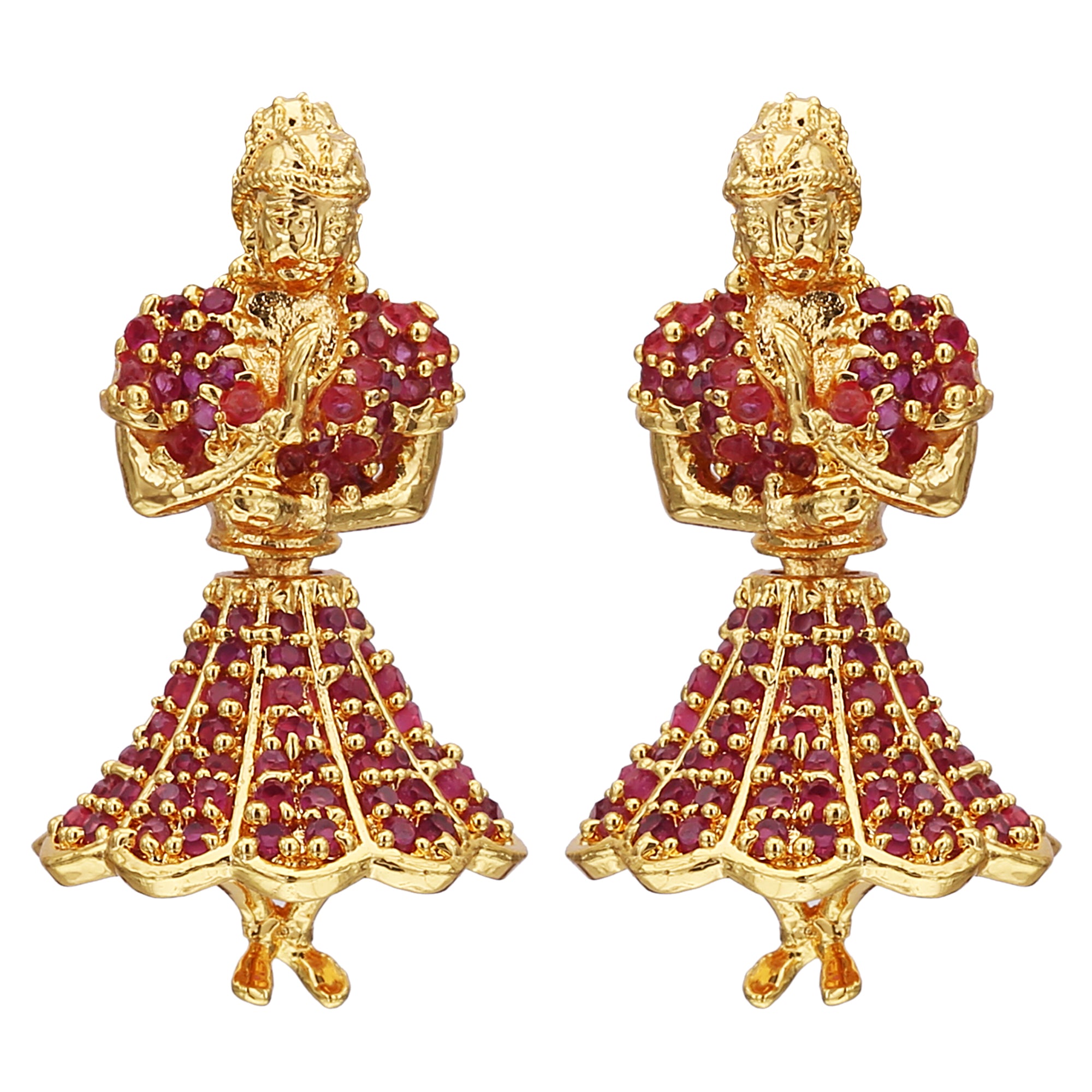 Radiant in Ruby! Butta Bomma Stone Earrings – Micro Gold Plated Traditional Wear with AD Stones for Women