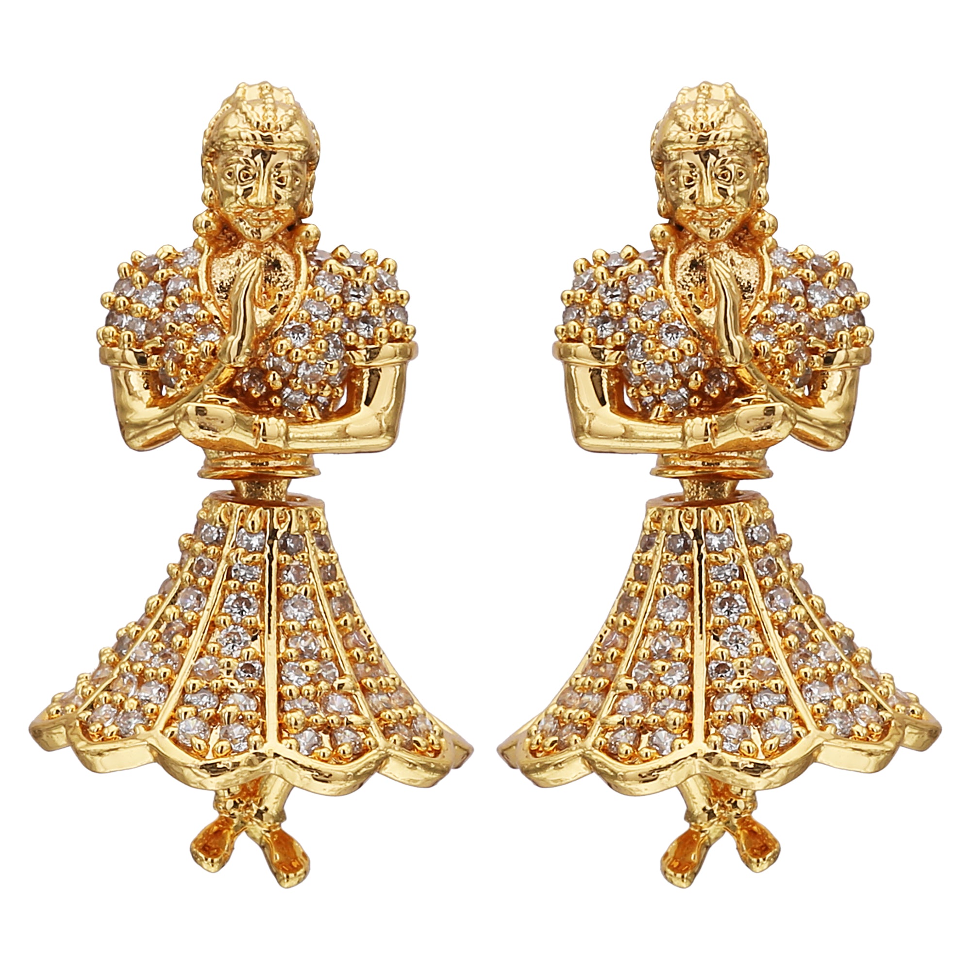 Timeless White Elegance! Butta Bomma Stone Earrings – Micro Gold Plated Traditional Wear with AD Stones for Women