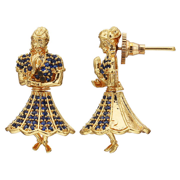 Dazzle in Blue! Butta Bomma Stone Earrings – Micro Gold Plated Traditional Wear with AD Stones for Women