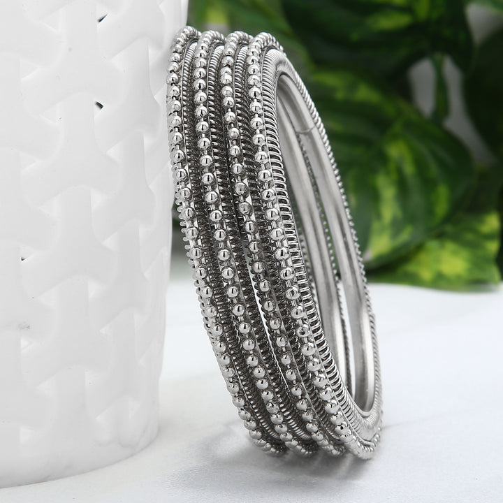 Silver Oxidised Ball Bangles Online - Sasitrends