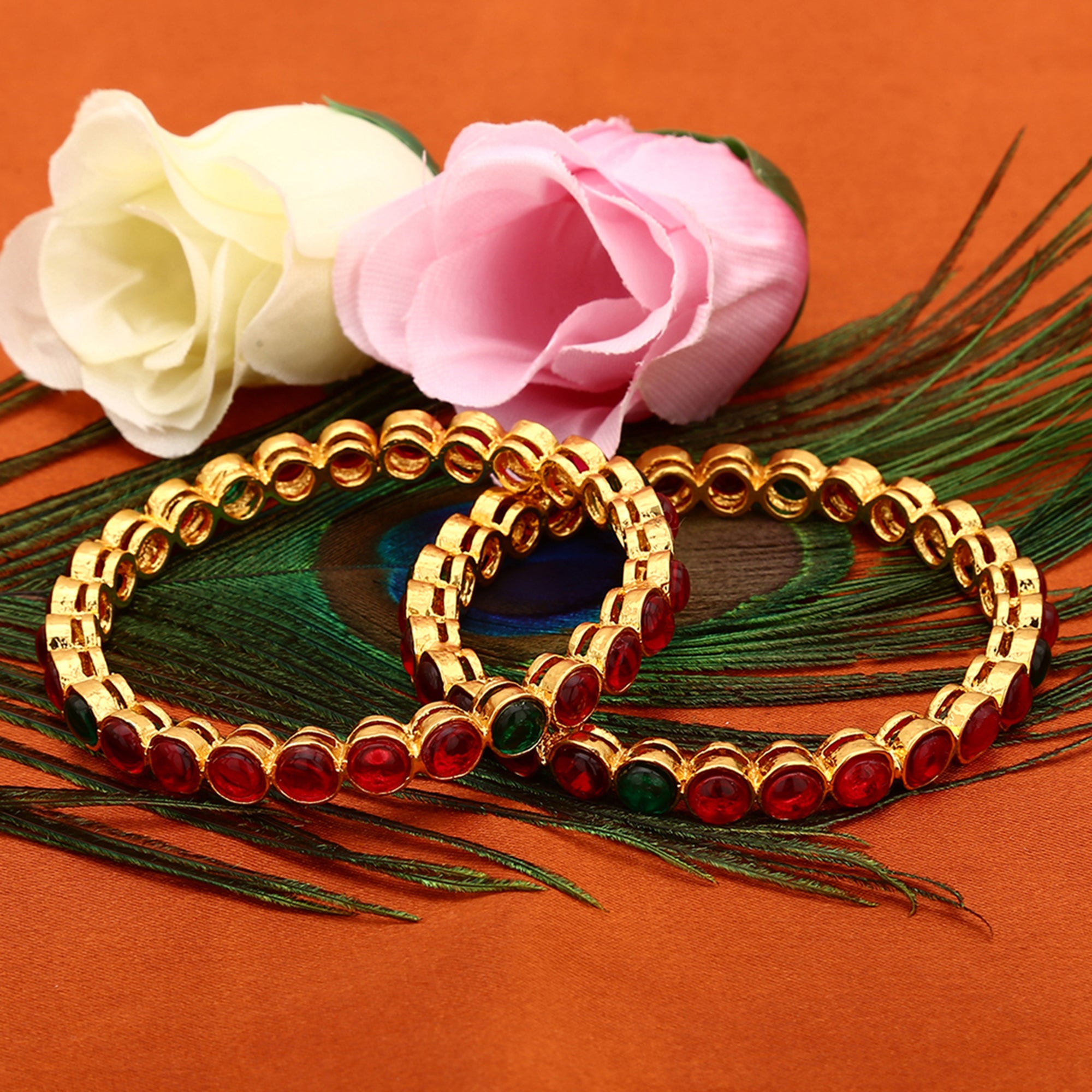 Designer Antique Ruby Bangles - Sasitrends - Sasitrends