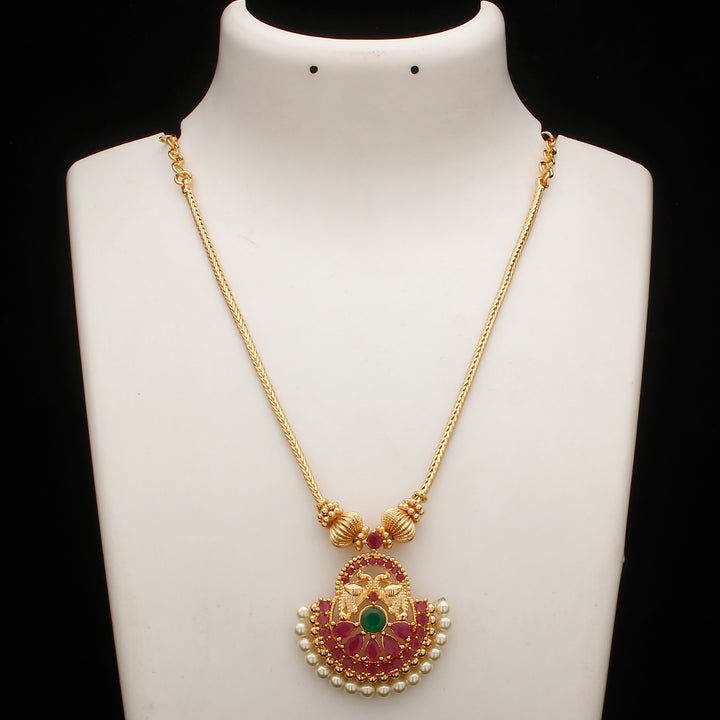 Traditional Micro Gold Plated Peacock Pendant Necklace – Perfect for Traditional Occasions