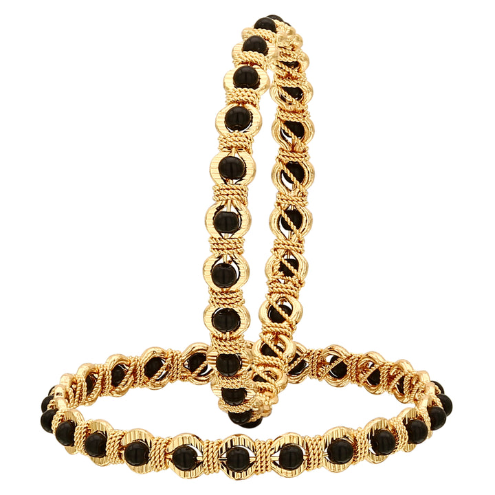 New Traditional Micro Gold Plated Black Bead Bangles Online